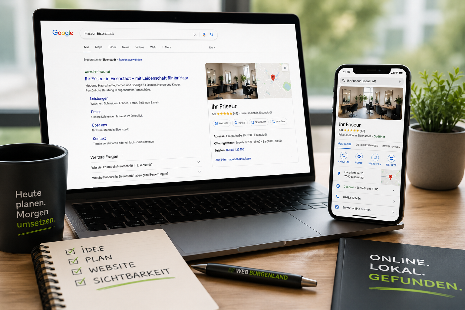 Google Suche und Google Business Profil als Beispiel für lokale Sichtbarkeit